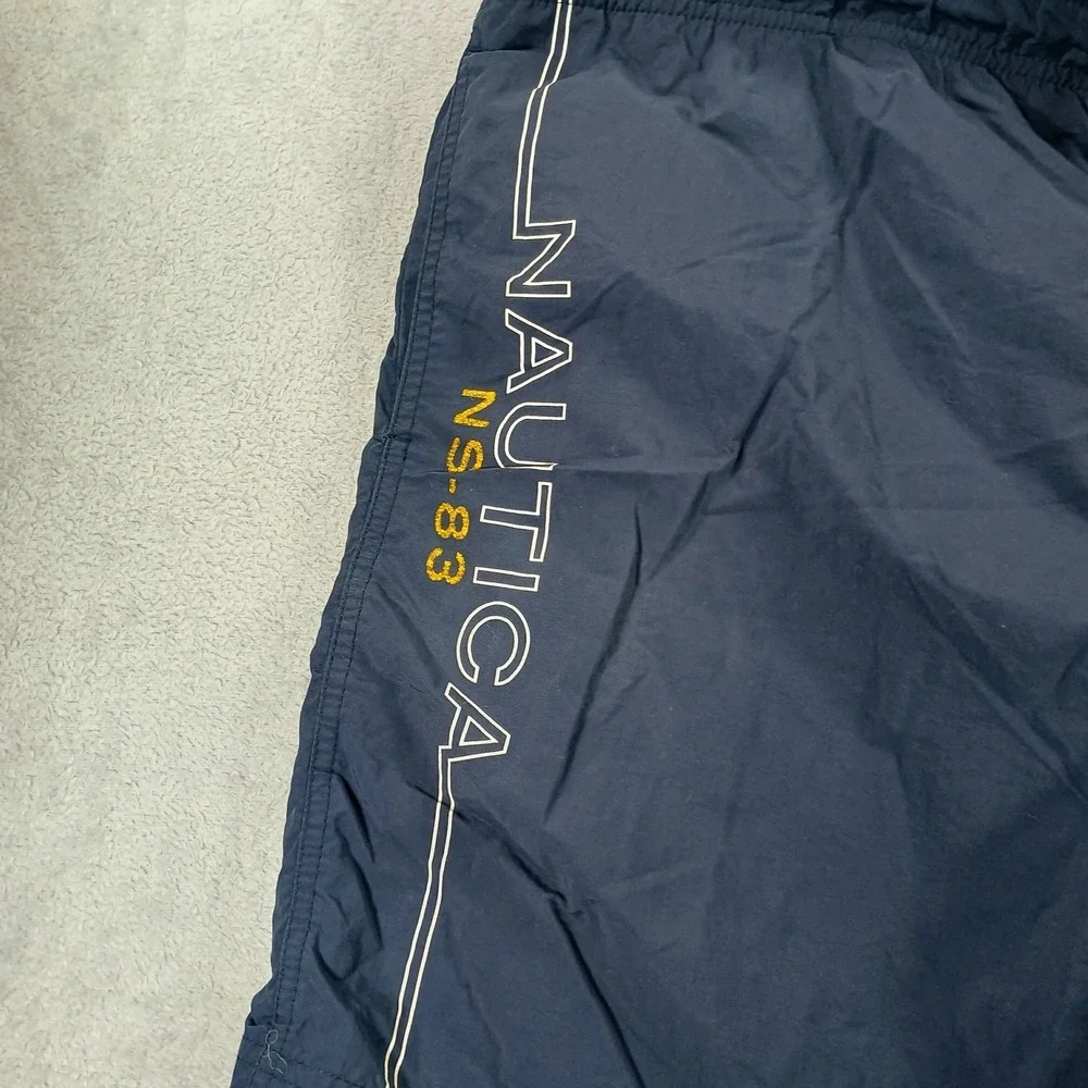 Nautica Mens NS-83 Swim Trunks Navy Blue Medium Embroidered Logo